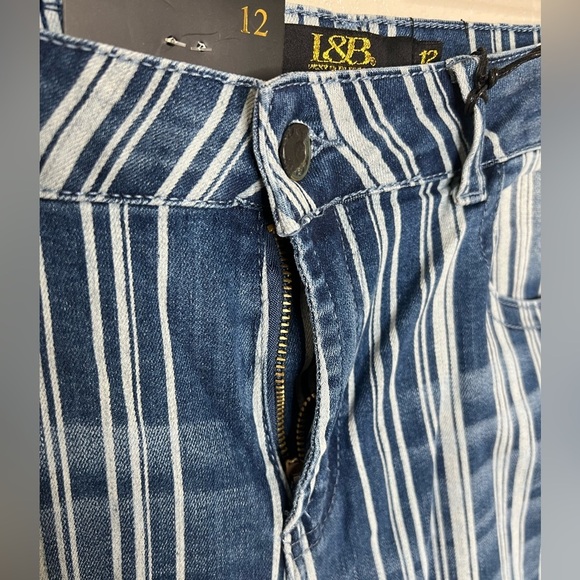 Lucky & Blessed Women’s High Rise Flare Stripe Denim Jeans - Picture 6 of 16